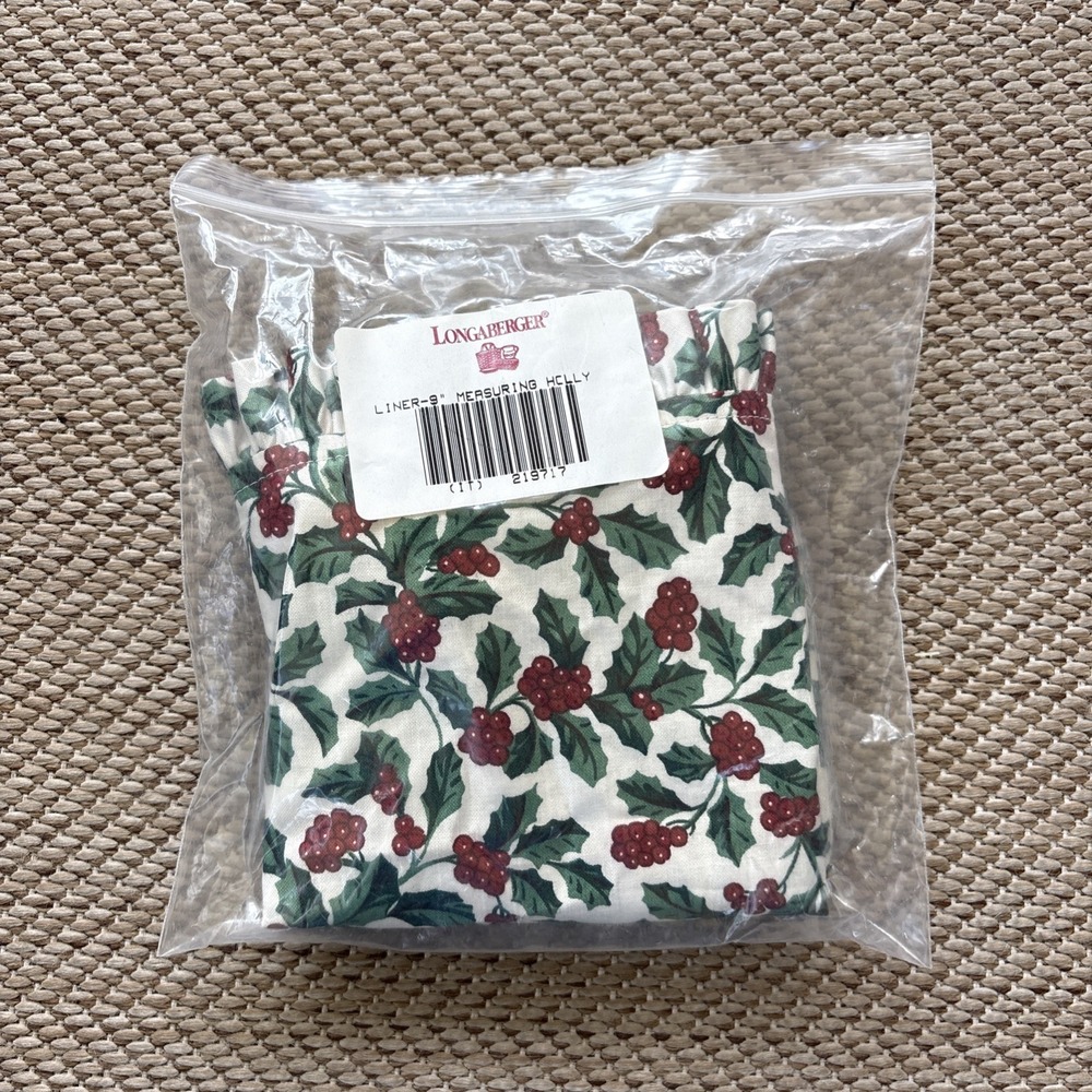 Longaberger Traditional Holly 9" Measuring Basket Liner #219717